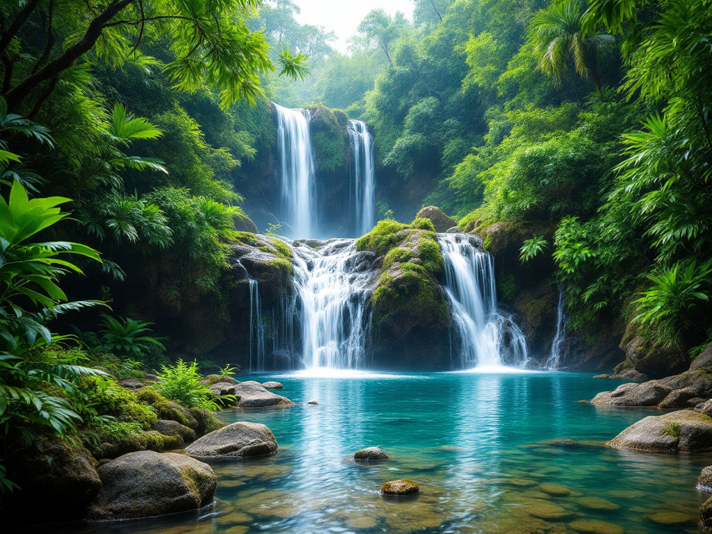 Waterfall in a tropical forest